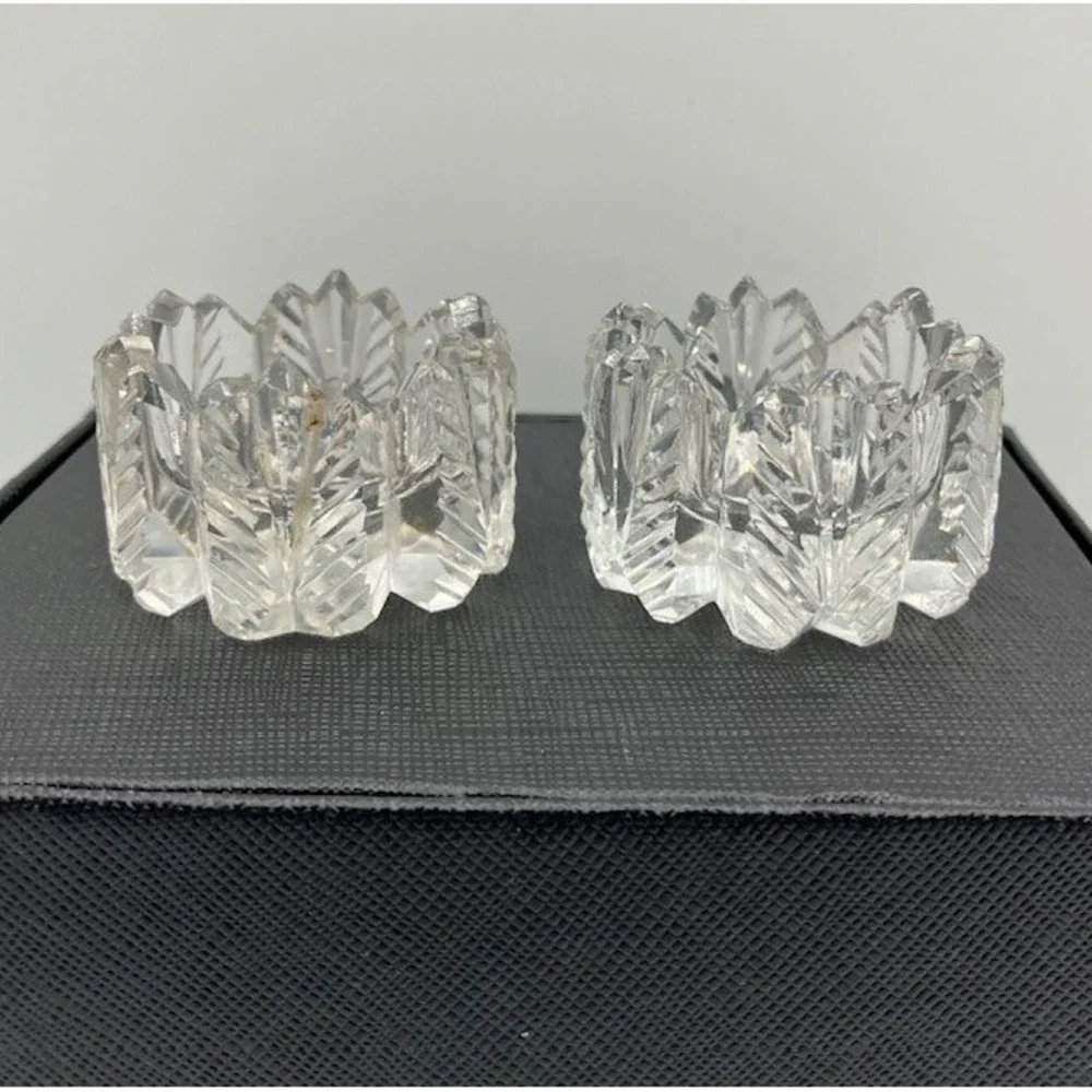 Pair of Crystal Glass Open Salt Cellars Pinch Bowls Vintage Table Decor‎ 1.5